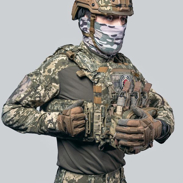 Бронежилет 6 класу "Ghost Performance V1" з системою швидкого скидання + 3 підсумків, з м'якими пакетами 1 класу, колір піксель 4509-11 фото