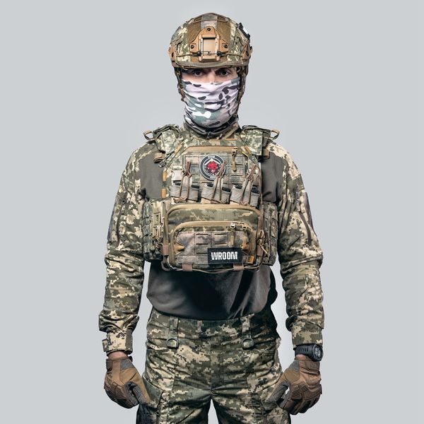 Бронежилет 6 класу "Ghost Performance V1" з системою швидкого скидання + 3 підсумків, з м'якими пакетами 1 класу, колір піксель 4509-11 фото